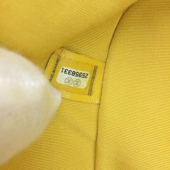 AUTHENTIC Chanel yellow crinkle leather and PVC Mini Backpack - Picture 12 of 14